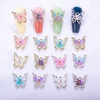 Nouveaux accessoires pour nail art papillon en alliage, effet laser irisé dégradé, transparent glacé, texture brillante 3D diamant, mignons pour ongles