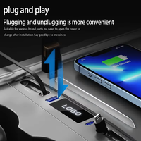 Chargeur USB 4 en 1 pour Tesla Model 3 Model Y, type C 27W PD type C QC 3.0 avec câble rétractable, adaptateur de console centrale USB
