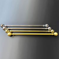 Tringle à rideaux extensible et réglable en fer forgé Bochuang Art Déco avec embouts sphériques et supports muraux (160-300cm/63-118in)