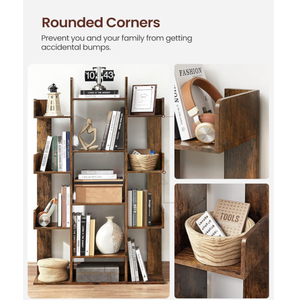 Estantería rústica marrón con forma <span class=keywords><strong>de</strong></span> árbol con 13 estantes <span class=keywords><strong>de</strong></span> almacenamiento, esquinas redondeadas, 9.8"x33.9"x55.1" - Product Image 4