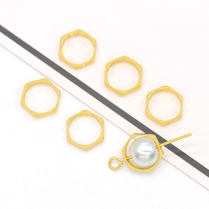 Hexagonal Copper <b>Ring</b> 18K Gold Plated Spacer Bead DIY Jewelry Finding Accessory - Product Image 1