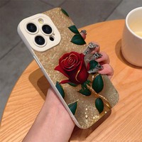 Coque de téléphone portable en TPU de luxe avec impression rose rouge et motif œil de pupille, avec ouverture pour appareil photo, pour iPhone 17 8 X Xr Xs 11 12 13 14 15 16 Pro Max