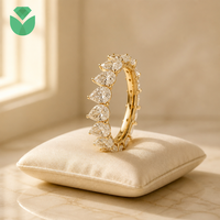 Bague de mariage demi-éternité classique Betterstar en or jaune 14K 18K avec diamant de laboratoire taille poire, certifiée IGI D VVS pour femme