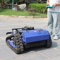 Cortadora de Césped a Control Remoto con Motor de Gasolina, Luces LED y Estructura de Acero, Cortadora RC de Alta Resistencia para Terrenos Inclinados