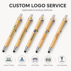 Eco Friendly Bamboo <b>Stylus</b> Pen 2 in 1 Natural Wooden Ballpoint Pen <b>with</b> <b>Touch</b> <b>Screen</b> <b>Stylus</b> Tip Custom Brand Logo Bulk - Product Image 2