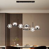 Lustre Moderne Créatif de Luxe en Verre Noir Style Américain E27 LED, Suspension Réglable en Hauteur pour Salle à Manger/Salon