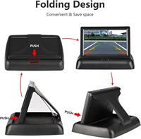 Moniteur de voiture pliable de 4,3 pouces, caméra de recul avec vision nocturne IR/LED, écran LCD/TFT, combinaison TV/DVD, AV
