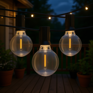 Outdoor LED <b>Light</b> <b>Strings</b> 100FT G40 Waterproof Glass <b>Bulbs</b> IP65 2700K Warm White for Patio Garden Lighting - Product Image 2