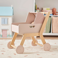 Poussette en bois pour enfants, chariot de poupée, jouet à pousser, chariot de marche Montessori pour jeu d'imitation, cadeau pour tout-petit