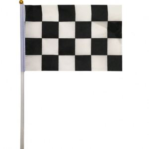 Bandera de Carreras a Cuadros Blancos y Negros, 14*21cm, Poliéster Impermeable, Bandera de Mano F1, Impresión Digital, Venta al Por Mayor - Product Image 1