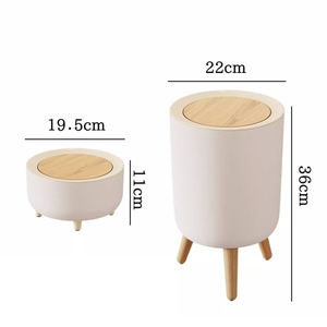 बड़ी क्षमता 12 एल पर्यावरण के अनुकूल कचरा बिन रेट्रो चीनी लकड़ी के अनाज ढक्कन खुले शीर्ष पीपी घरेलू रसोई बाथरूम भंडारण बाल्टी - Product Image 6