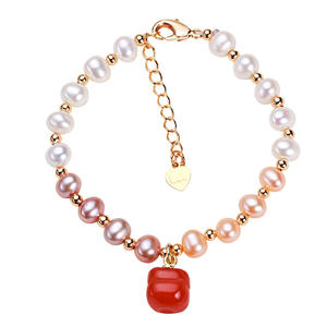 Parures de bijoux fins en gros, petit pendentif en agate goutte d'eau, pendentif en persimmon, bracelets en perles d'eau douce Ruyi - Product Image 5