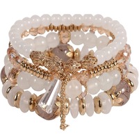 4 pièces/ensemble bohème empilable Bracelets avec glands en gros multicouche étiré verre cristal perlé Bracelets pour femmes filles