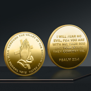 Mecrt Metal Crafts New Design Three-dimensional Relief Prayer Rodstaff Coins Plated Alloy Badges Wholesale