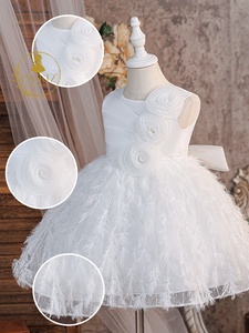 Vestido <span class=keywords><strong>de</strong></span> niña <span class=keywords><strong>de</strong></span> las flores, estilo princesa, blanco, <span class=keywords><strong>de</strong></span> satén, hasta la rodilla, <span class=keywords><strong>para</strong></span> fiesta <span class=keywords><strong>de</strong></span> boda <span class=keywords><strong>de</strong></span> verano - Product Image 4