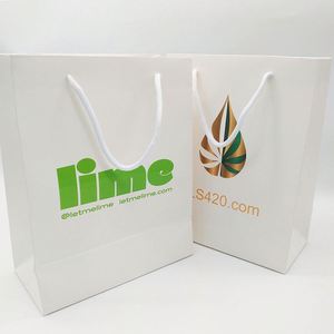 Sacs en papier cartonné blanc de luxe personnalisés avec logo imprimé en sérigraphie, sacs de shopping écologiques colorés - Product Image 1