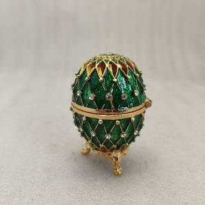 Nouveau vert russe Fabergé Style <span class=keywords><strong>oeuf</strong></span> et boîte élément cristaux bibelot pilule bijoux <span class=keywords><strong>porte</strong></span>-anneau boîte - Product Image 6