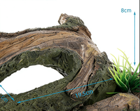 Décoration d'aquarium en résine en forme de bois flotté, cachette pour reptiles avec plantes artificielles pour aquarium, terrarium de dragon barbu, gecko, lézard