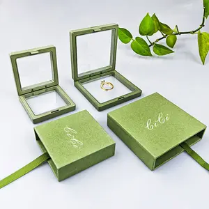 Hochzeit Dekoration Schmuckherstellung Aufhängung Transparenz-Schachtel Karton Goldfolie-Halsband Geschenkbox