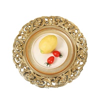 Assiette de présentation jetable en plastique à motif végétal rétro européen, personnalisable pour mariage et fête