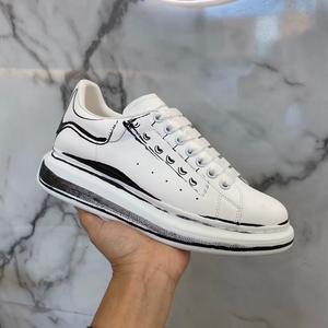 Zapatillas Blancas Clásicas de Plataforma de Alta Calidad, Hechas de Cuero Genuino, Diseño de Malla sin Cordones, Adecuadas para Zapatos Casuales de Hombre - Product Image 1