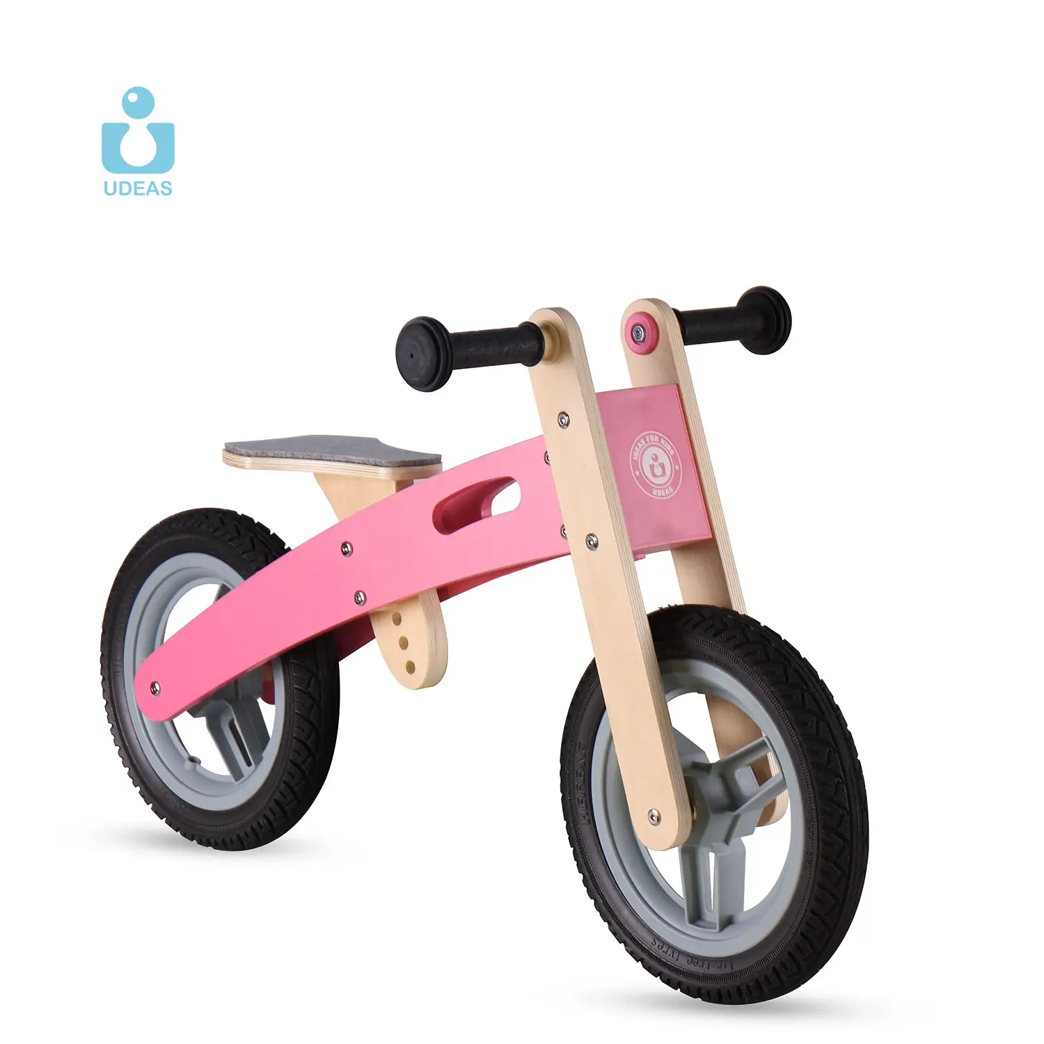 UDEAS fabrika fiyat bebek yürüteci çocuklar pembe denge bisiklet yürüyor ahşap bisiklet EVA lastik ile hiçbir Pedal