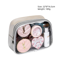 Pochette à fermeture éclair étanche pour rangement de produits de toilette Petit sac à cosmétiques portable en PVC solide
