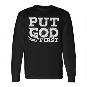 T-shirt à manches longues « Put God First » pour les personnes religieuses fidèles - Product Image 2