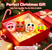 Jouet anti-stress de Noël Ugly-Buddy en PVC et mousse expansée, série à presser, à rebond lent, Père Noël en forme de boulette vapeur, pour fêtes, 5-14 ans