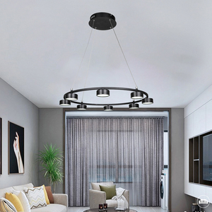 <span class=keywords><strong>Norte</strong></span> de Europa moderna casa habitación decoración negro 8 cabeza anillo led de luz colgante - Product Image 3