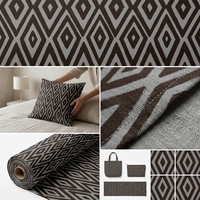 Tissu personnalisé imprimé en usine, marron avec rayures bleues, toile rayée en polyester 12 oz pour housse de chaise, décoration intérieure, sac, nappe
