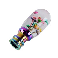 Tuas pemindah gigi mobil Universal, 10 cm transparan bunga bawah air kristal Resin tombol pemindah silinder bunga JDM balap
