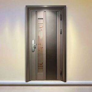 Design moderne simple meilleur appartement de porte d'entrée en acier inoxydable solide déverrouillage manuel interne et externe - Product Image 1