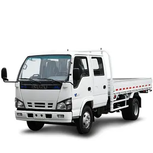 Isuzu Truk Bisnis Ringan Pabrikan Tiongkok 4 Ton Isuzu NPR Kabin Ganda Lampu Tempat Tidur Datar Truk Kargo