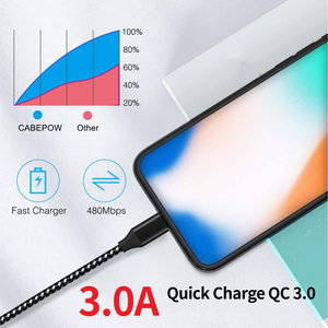 Vente en gros 10FT chargeur rapide 3M Nylon tressé câble de données USB Type C charge rapide <span class=keywords><strong>cordon</strong></span> de charge rapide pour <span class=keywords><strong>Smartphone</strong></span> cuivre pur - Product Image 3