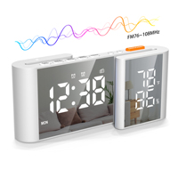 Neuer Moderner S-förmiger Digitaler Wecker mit Doppelbildschirm, Radio und Dimmer für Heimdekoration und Büro