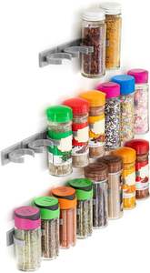 Organizador de Especias de Cocina InnovaGoods, Herramientas de Limpieza, Soporte de Especias Multifuncional de Plástico Sostenible para Montar en la Pared, Color Gris, 20 Frascos - Product Image 3