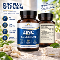 Capsules de zinc et sélénium OEM ODM, marque privée, cGMP, végétaliennes, sans OGM, complément alimentaire minéral quotidien, 90 unités