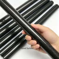 Tube en fibre de carbone de précision 3K, enroulé, diamètres 30mm, 35mm, 40mm, longueur 1000mm, pour personnalisation en usine