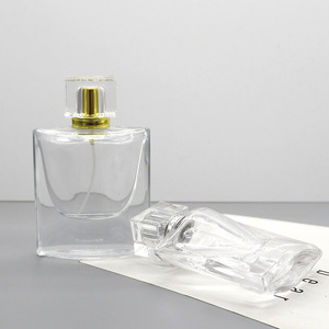 Wholesale 30ml Transparent Square <b>Glass</b> Perfume Bottles Crystal White Refillable Empty Cosmetic <b>Spray</b> Bottles with Clips - Product Image 3