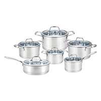 Ensemble de casseroles en acier inoxydable écologique sans revêtement, avec couvercles en verre, compatible induction et gaz, passe au lave-vaisselle