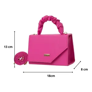 Bolso Bandolera Cailin Rosa de PU, Estilo Bohemio Vintage con Cadena y Decoración de Perlas, Bolso de Hombro para Mujer de Invierno - Product Image 3