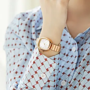 ODM – montres de luxe personnalisées pour femmes, bracelet ovale en acier inoxydable, montre-bracelet à Quartz pour femmes