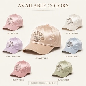 Casquette de baseball en satin personnalisée Poesie Du Soir, 6 panneaux, imprimé floral, style vintage chic français, réglable, vente en gros, OEM, faible MOQ - Product Image 4