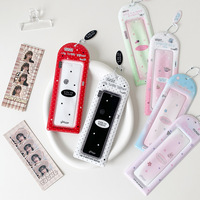 Tempat Kartu KPOP Gaya Korea Gadis Kartun Gradasi Empat Panel Tempat Kartu Penggemar Stiker Strip Panjang Gantungan Tempat Kartu