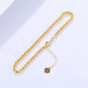 Xinfly High Quality Pure 18K Real Gold Twist Bracelet Trendy Au750 Adjustable Heart Pendant Jewelry <b>Rope</b> <b>Chain</b> for Women - Product Image 4