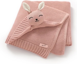 Couverture douce et moelleuse pour bébé, motif lapin, couverture de sécurité en peluche douce, tricotée pour un <span class=keywords><strong>confort</strong></span> réconfortant, pour nouveau-nés, tout-petits, garçons et filles - Product Image 1