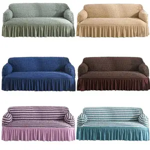 Set Elastische Stretch Getailleerde Flexibele Full Franje Bankhoes Hoge Kwaliteit Stretch Seersucker Slipcover Stof Voor Bankhoes