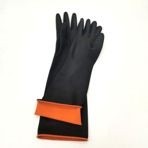 290G Công Nghiệp Cao Su Cao Su Làm Việc Găng Tay Cao Su Dài Tay Áo Màu Đen Và Màu Cam - Product Image 1