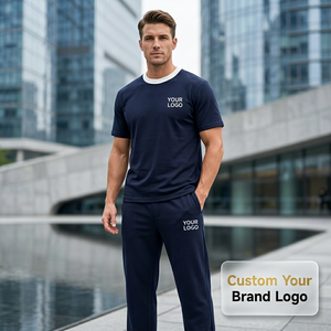 Conjunto de Camiseta y Pantalones Cortos Casuales Transpirables para Hombre, Unisex, de <span class=keywords><strong>Invierno</strong></span>, de Alta Calidad, Lisos o Estampados, Tejido de Punto - Product Image 2